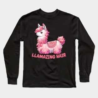 Hairstylist Drama Llama for pink hair lovers Long Sleeve T-Shirt